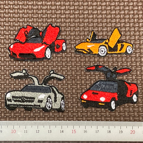 スーパーカーガルウィング刺繍ワッペンセット【アイロン接着タイプ 