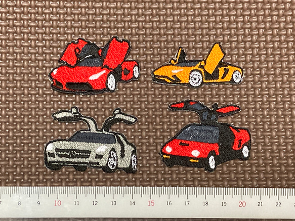 スーパーカーガルウィング刺繍ワッペンセット【アイロン接着タイプ