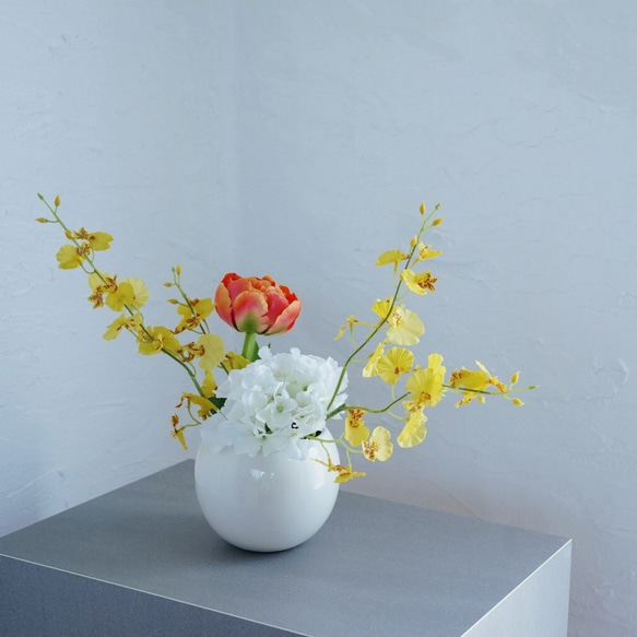 母の日にも◎◆枯れない飾れる花束◆インテリアフラワー（チューリップ・ラオンシジューム・ハイドランジア） 5枚目の画像