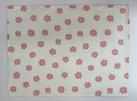 サイズが選べる　ランチョンマット　♡ ナフキン　♡ アイボリーxピンクのお花　花　花柄 2枚目の画像