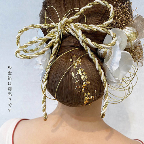 白無垢 成人式・結婚式・卒業式/胡蝶蘭 水引 紐 髪飾り/ホワイト 白無垢 成人式・結婚式・卒業式/胡蝶蘭 水引 紐 髪飾り/ホワイト
