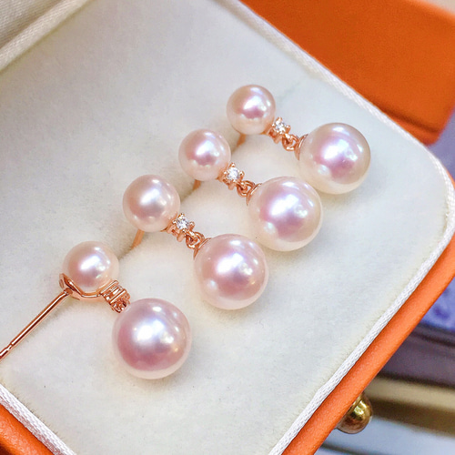 高級】淡水真珠 ダイヤモンド付きピアスk18 ピアス（スタッド・一粒  