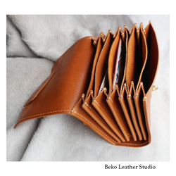 本革のクラッチバッグ/７層のジャバラポーチ/クラッチ-bosco 5枚目の画像