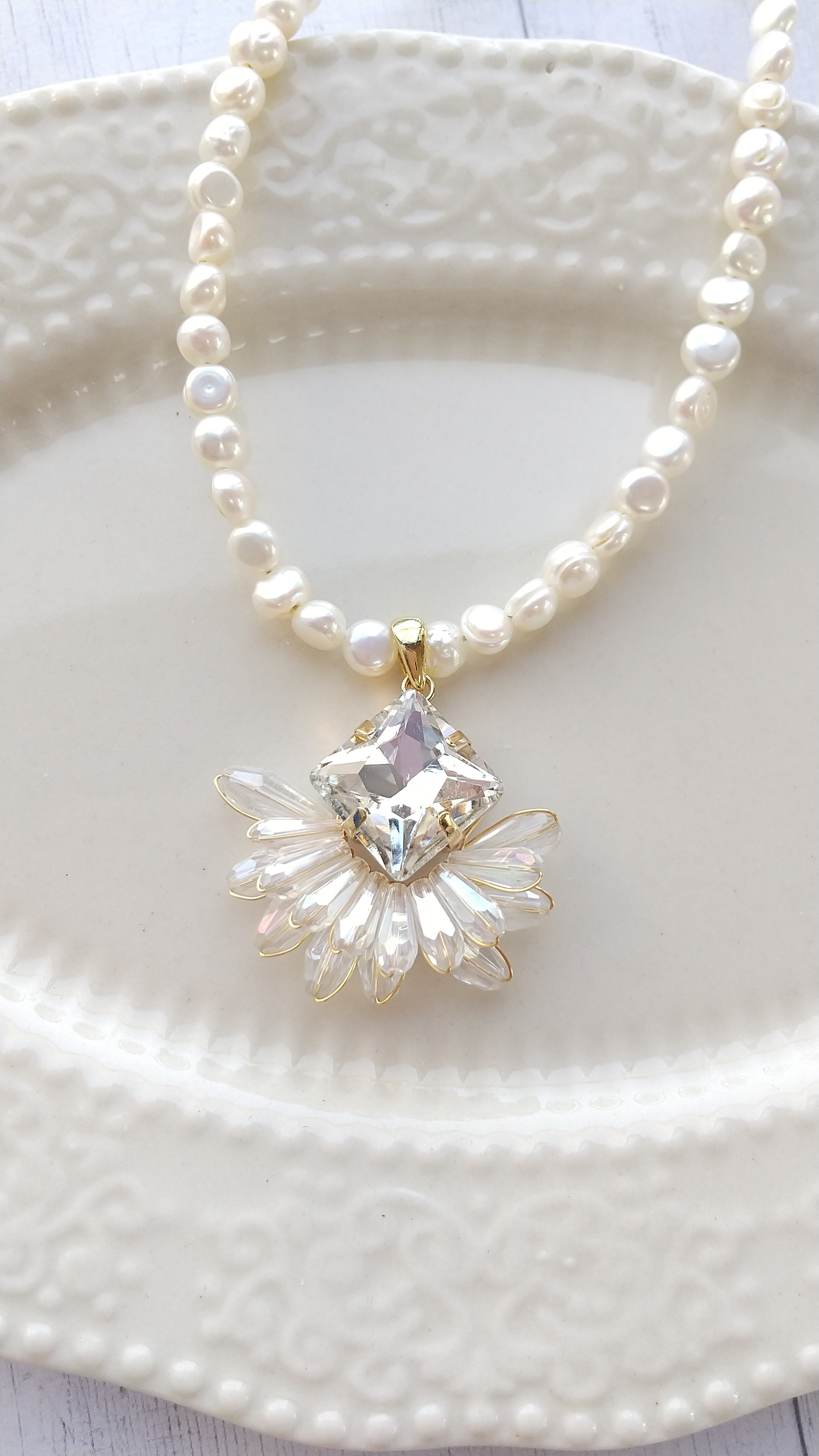 淡水パールネックレス　約41～46cm　バロック