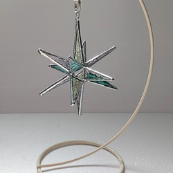 ステンドグラスのサンキャッチャー mini星型 置き用スタンド付き 春色・ 揺れるstar（ｂ） 5枚目の画像