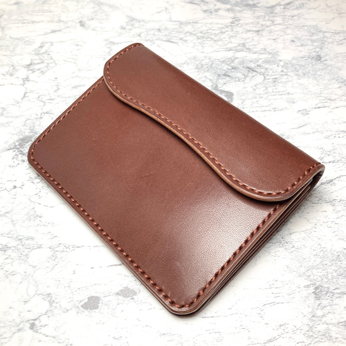 【送料0円】 本革総手縫い 二つ折り財布 / レザー ギャルソンウォレット 二 財布・ケース・小物入れ