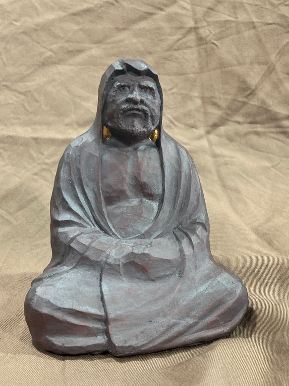 AKa6809 兒〇陶山 銘入 古い 陶器製 達磨像 ダルマ像 仏教美術