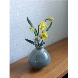 ✿【 粘土置物】「春の色々一輪挿し」桜・ムスカリ・水仙・スノーフレークの４種セット No.9 ／ 花瓶付き 3枚目の画像