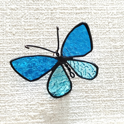 青い蝶 壁掛け インテリア雑貨 ステンドグラス雑貨 サンキャッチャー