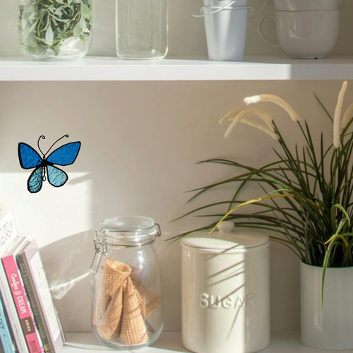 青い蝶 壁掛け インテリア雑貨 ステンドグラス雑貨 サンキャッチャー