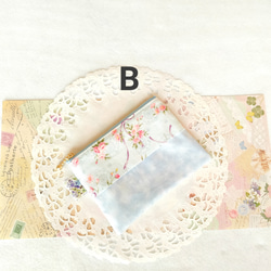 ポケットティッシュケース付きミニフラットポーチ(リボンとお花) 4枚目の画像