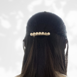 ヘアアクセサリー  バレッタ シルバー シンプル コットンパール 送料無料 上品 結婚式 クリスマス お呼ばれ 再販 12枚目の画像
