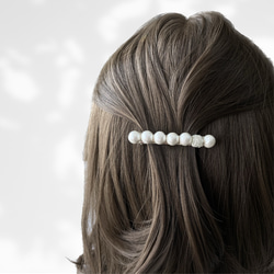 ヘアアクセサリー  バレッタ シルバー シンプル コットンパール 送料無料 上品 結婚式 クリスマス お呼ばれ 再販 13枚目の画像