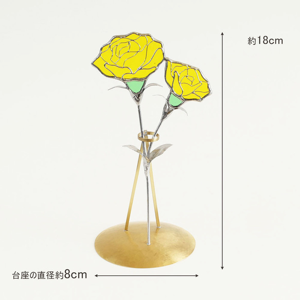 黄色いバラ　二輪　（真鍮ベース） 3枚目の画像