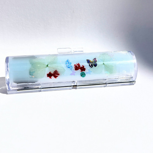 金魚と紫陽花の印鑑ケース / レジン / ドライフラワー その他ケース 華