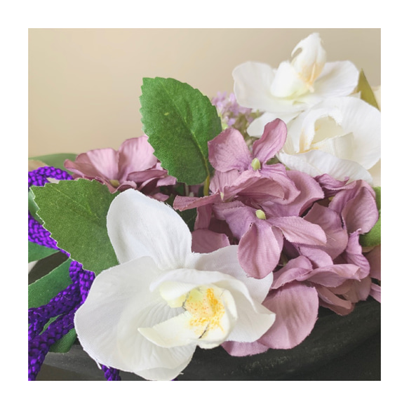 Creema限定！超早割価格　敬老の日　和風アレンジメント　シャクヤクとあじさい　造花　アーティシャルフラワー　 5枚目の画像