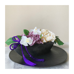 Creema限定！超早割価格　敬老の日　和風アレンジメント　シャクヤクとあじさい　造花　アーティシャルフラワー　 4枚目の画像