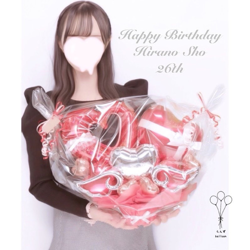 アシンメトリー ハート バルーンギフト ブルー 水色 青 アイドル 誕生