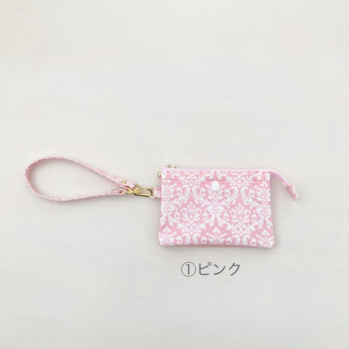 ビニール袋も！ミニ財布ポーチ（ラミネート）【ダマスク】お札3つ折り