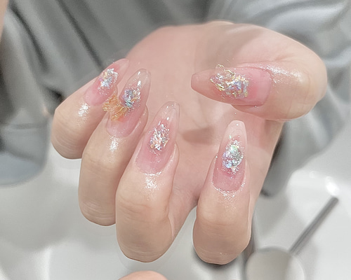 No.35】キラキラ ⟡.· チーク 蝶々 ネイルチップ ワンホン 春 No.35】キラキラ ⟡.· チーク 蝶々 ネイルチップ ワンホン 春