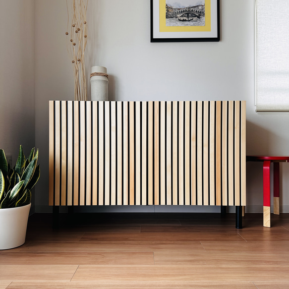 パインのスラット扉 IKEAベストー用 黒 アップグレード カスタマイズイケア ジャパンディ 縦格子 北欧 イケアハック 