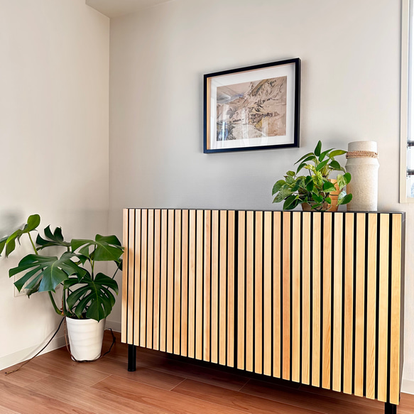 パインのスラット扉 IKEAベストー用 黒 アップグレード カスタマイズイケア ジャパンディ 縦格子 北欧 イケアハック 