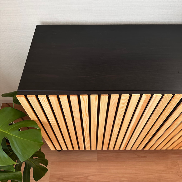 パインのスラット扉 IKEAベストー用 黒 アップグレード カスタマイズイケア ジャパンディ 縦格子 北欧 イケアハック 