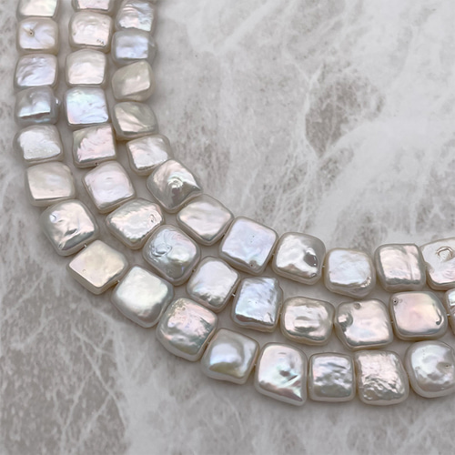 半連20cm スクエア バロック 淡水パール 本真珠 変形 10~12mm*10~12mm