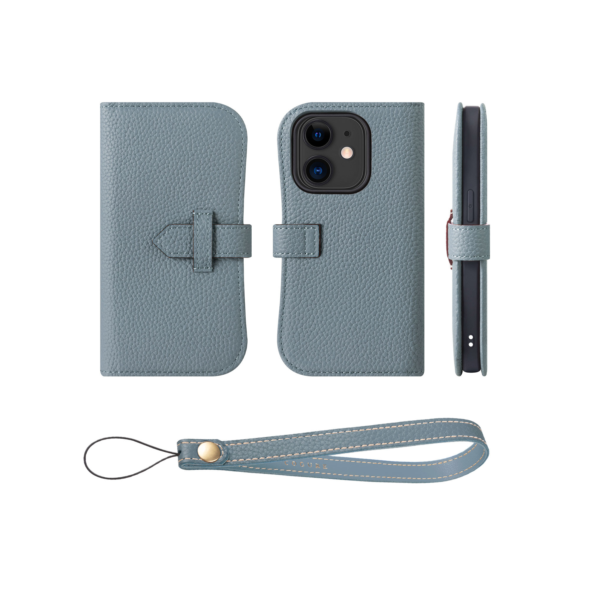 iPhone12Mini 本革ベルテッド ダイアリーケース（手帳型） ストラップセット 10色<COPA>