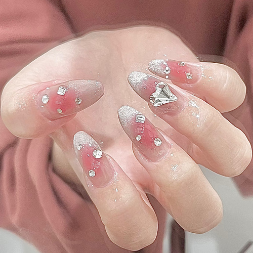 ♡キラキラチークネイル♡ ネイルチップ　ハンドメイド ♡キラキラチークネイル♡ ネイルチップハンドメイド