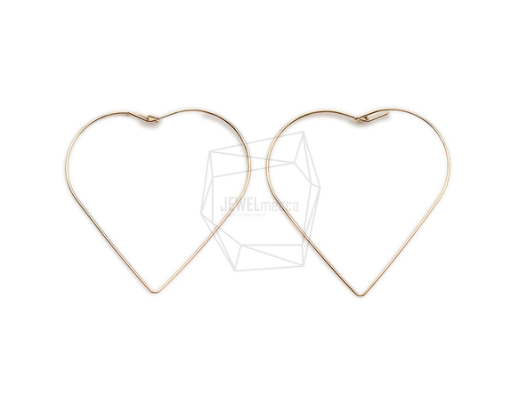 ERG-2377-G【2個入り】 ワイヤハートイヤーフック,Wire Heart Hook Earring 1枚目の画像