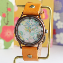 工芸品 西陣切り紙で作るハンドメイドウォッチ 文字盤 : 紫陽花