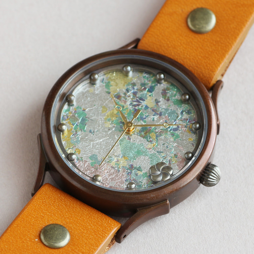 工芸品 西陣切り紙で作るハンドメイドウォッチ 文字盤 : 紫陽花