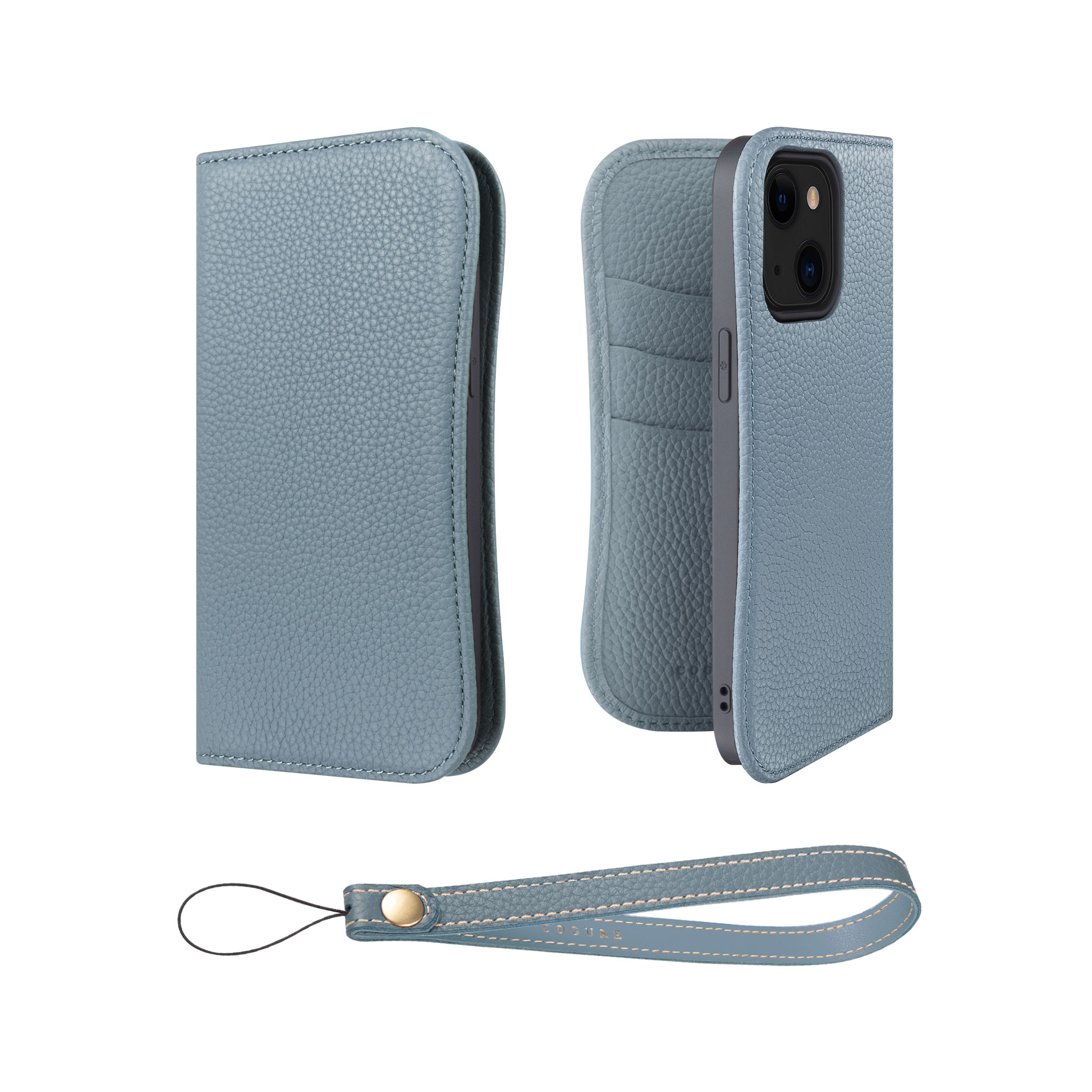 iPhone14 本革ダイアリーケース（手帳型） ストラップセット 10色<COPB>