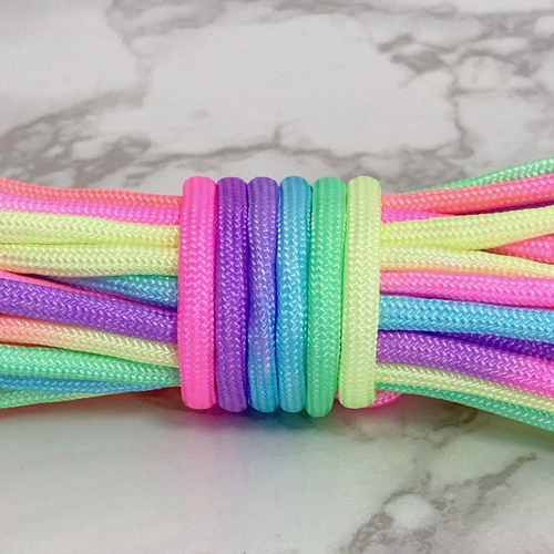 高品質 パラコード 4mm7芯 6m 2本セット バックル付 リード レインボー