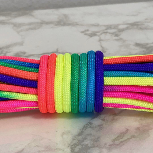 高品質 パラコード 4mm7芯 6m 2本セット バックル付 リード レインボー