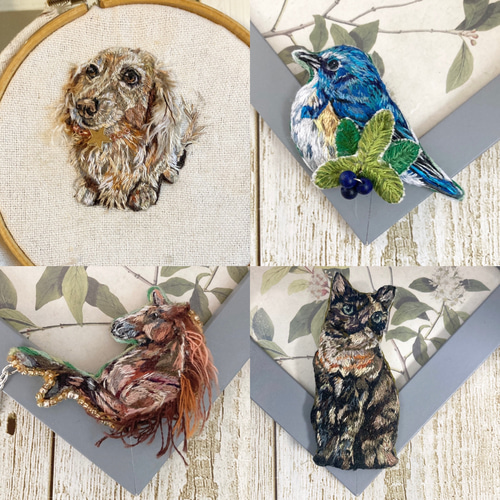 うちの子＆動物刺繍 オーダーページ 刺繍 ブローチ ブローチ みこの店