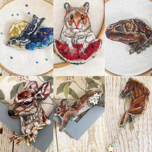 オーダーページ うちの子グッズ フレーム付き 動物 刺繍糸 グッズ