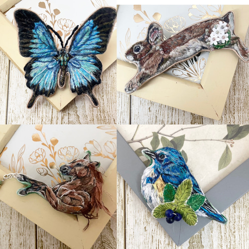 うちの子＆動物刺繍 オーダーページ 刺繍 ブローチ ブローチ みこの店