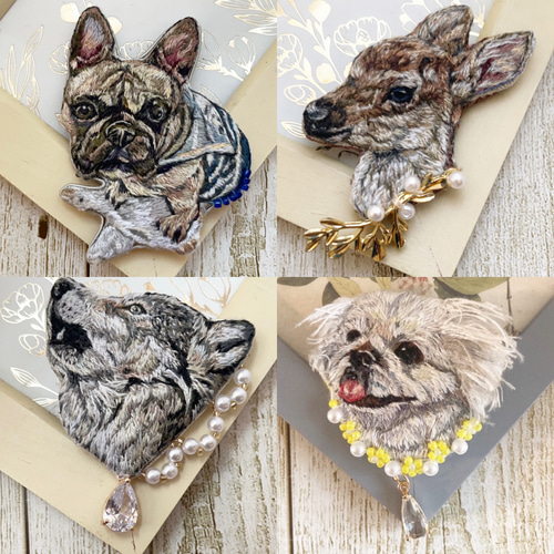 うちの子＆動物刺繍 オーダーページ 刺繍 ブローチ ブローチ みこの店