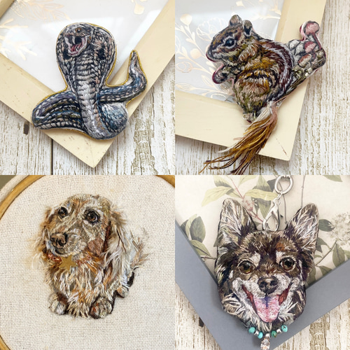うちの子＆動物刺繍 オーダーページ 刺繍 ブローチ ブローチ みこの店