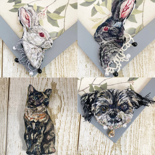 うちの子＆動物刺繍 オーダーページ 刺繍 ブローチ ブローチ みこの店