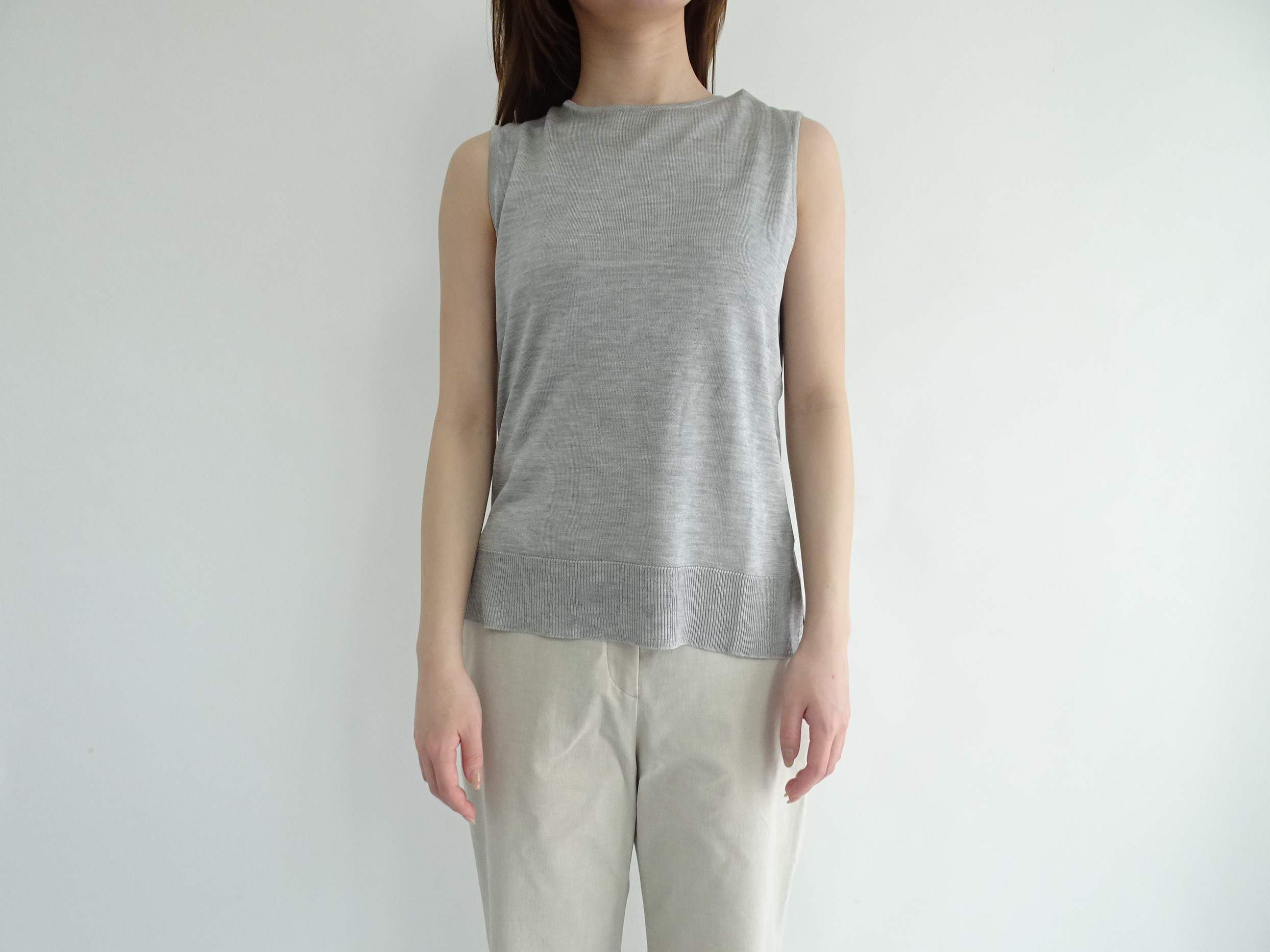 【ジャパンメイド】シルク100％インナーニット＜ライトグレー＞