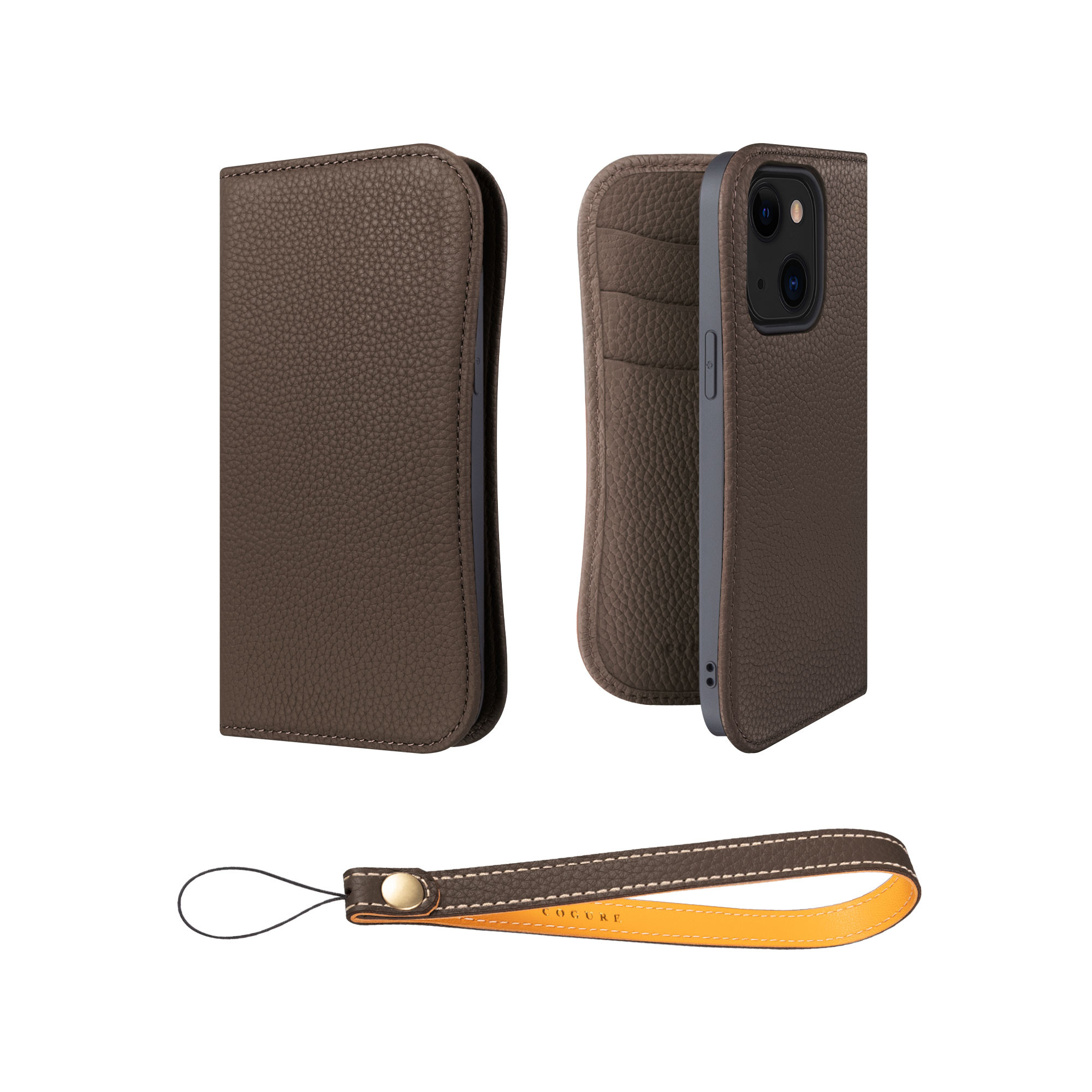 iPhone13Mini 本革ダイアリーケース（手帳型） ストラップセット 10色<COPB>