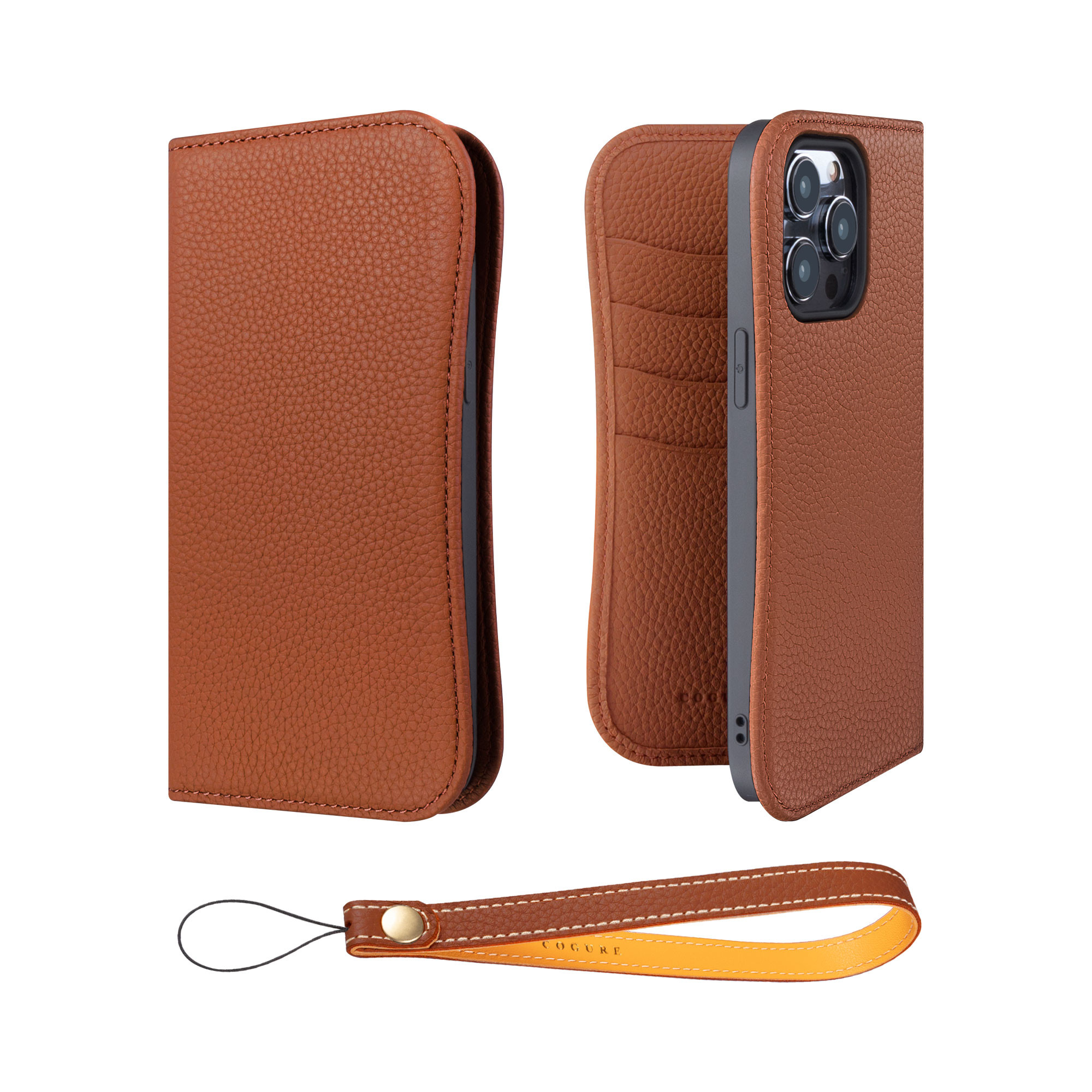 iPhone12ProMax 本革ダイアリーケース（手帳型） ストラップセット 10色<COPB>