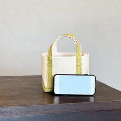こんなサイズが欲しかった！《春夏おすすめ》麻の素材感が魅力！ マイクロミニトート　リネン　全4色　カスタマイズ可 8枚目の画像