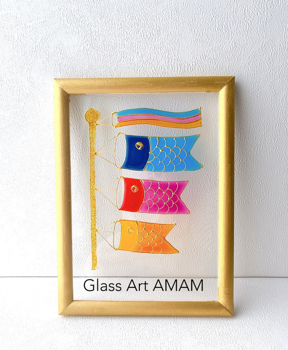 AMAM グラスアート 兜　かぶと　端午の節句 こどもの日　Aデザイン 2枚目の画像