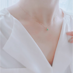 【エメラルド】5月誕生石✴︎2way K10YG New Simple Necklace 1枚目の画像