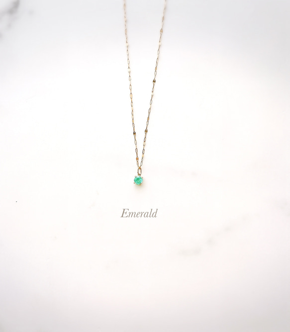 【エメラルド】5月誕生石✴︎2way K10YG New Simple Necklace 4枚目の画像