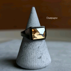 獨特的灰色金屬長方形印章戒指，鑲有天然黑瑪瑙。 第8張的照片